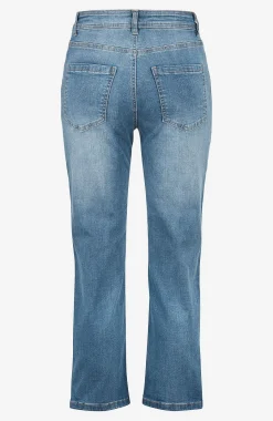 Straight Fit|Slim Fit-Cellbes of Sweden Ankeljeans med perler og rhinsten Mellemblå / Denim