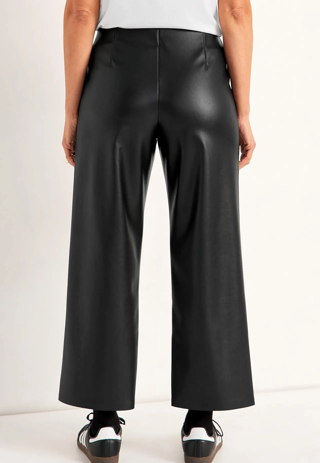 Caprileggings|Leggings I Imiteret Skind-Cellbes of Sweden Ankellange bukser i læderimitation Sort