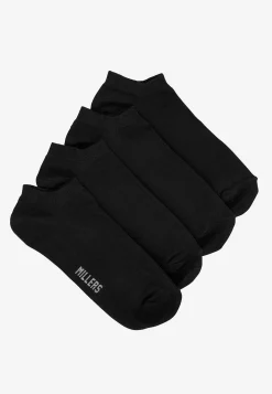 Undertøj|Flerpak Undertøj- Ankelsok i bomuldsmiks 4-pack Sort