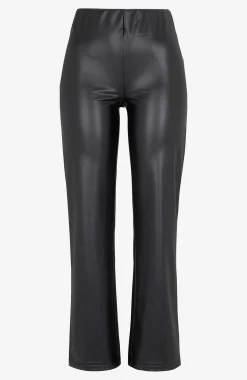 Leggings I Imiteret Skind|Skindbukser- Belagte leggings med vide ben Sort