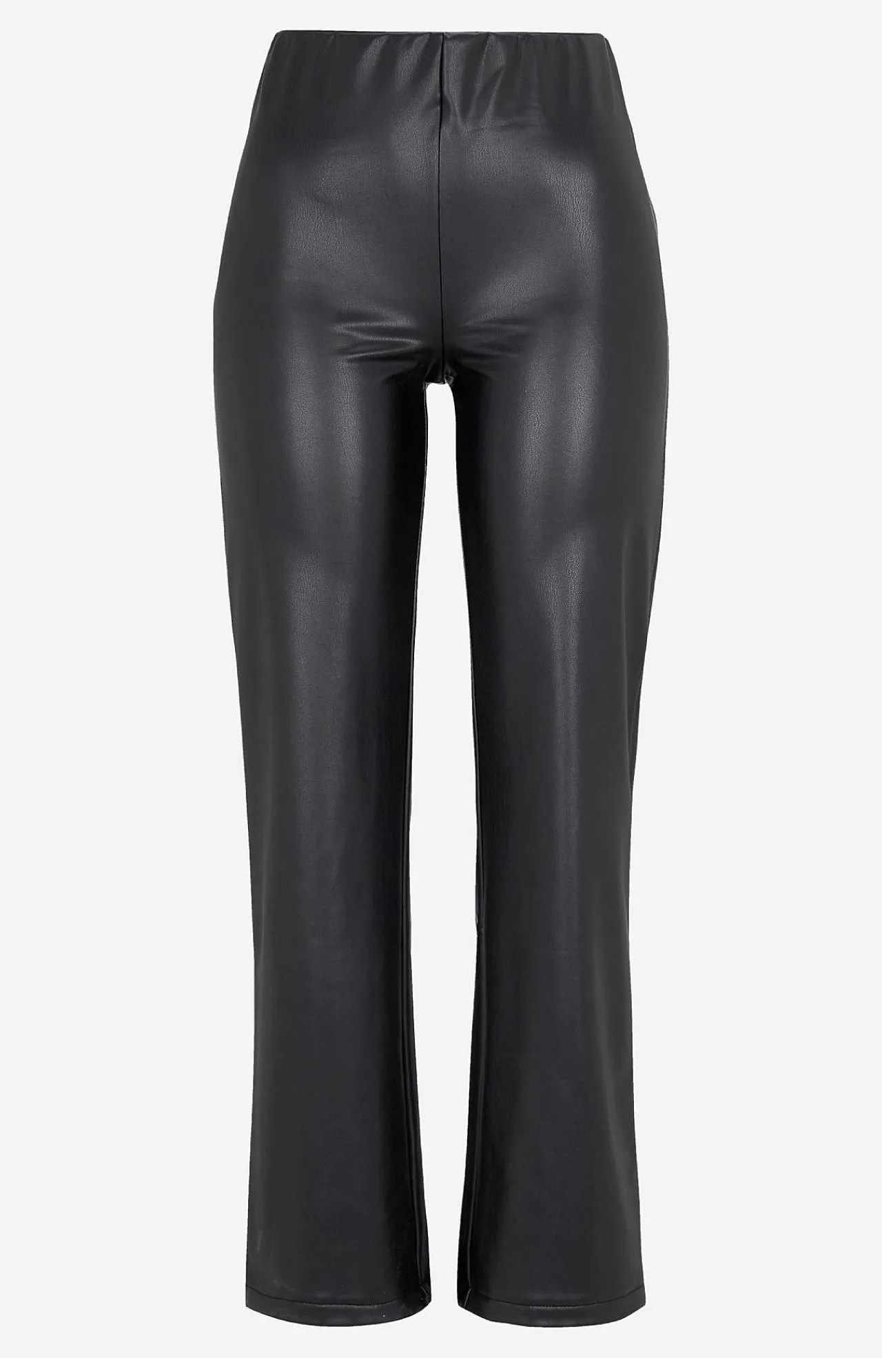 Leggings I Imiteret Skind|Skindbukser- Belagte leggings med vide ben Sort