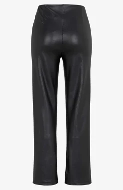 Leggings I Imiteret Skind|Skindbukser- Belagte leggings med vide ben Sort