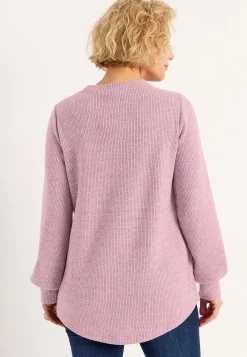 Trøjer|Striktrøjer-Cellbes of Sweden Blød jerseytrøje med knapper Beata Rosa / Meleret