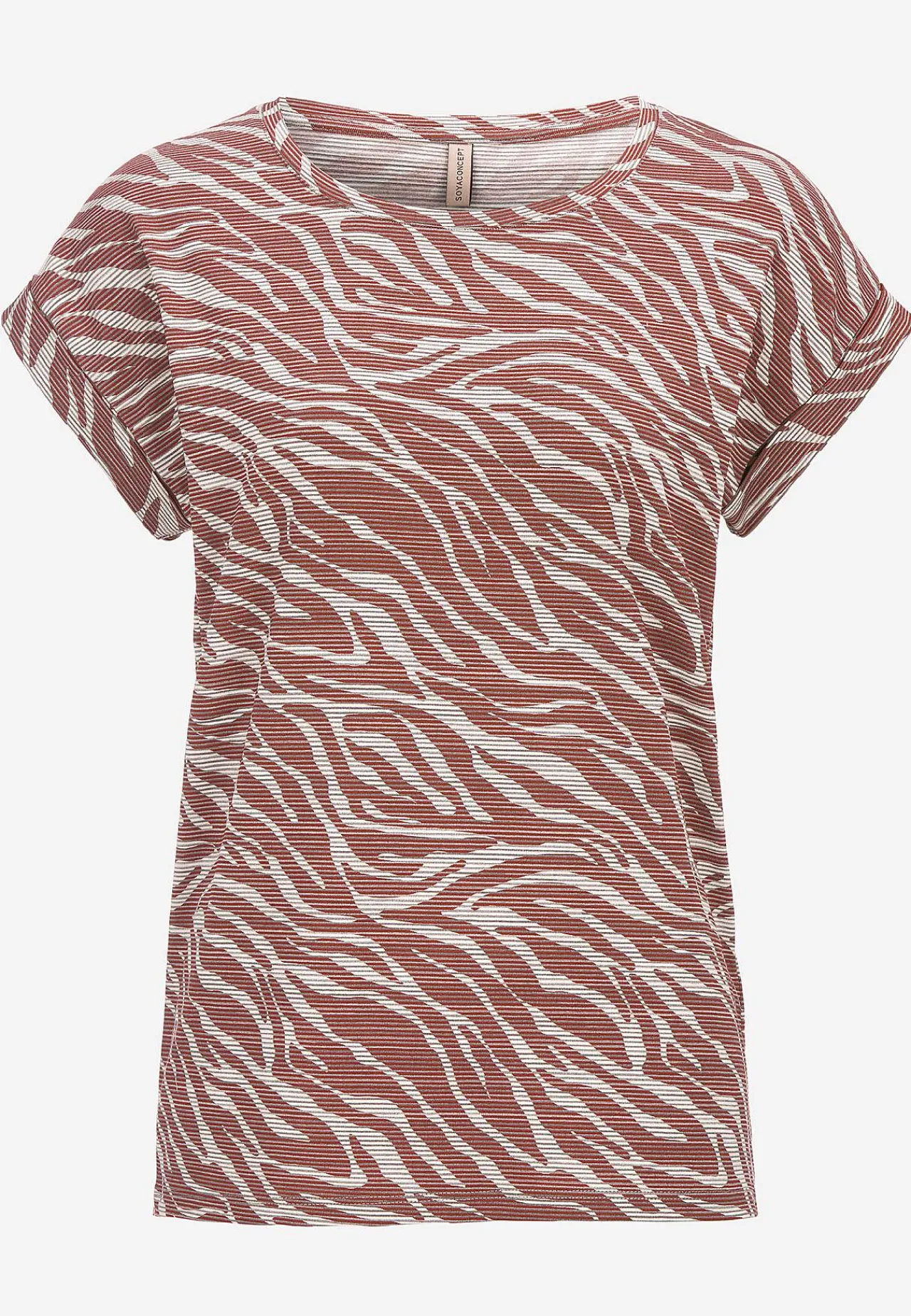 T-Shirts-Soyaconcept Blød top med zebramønster Rød / Mønstret
