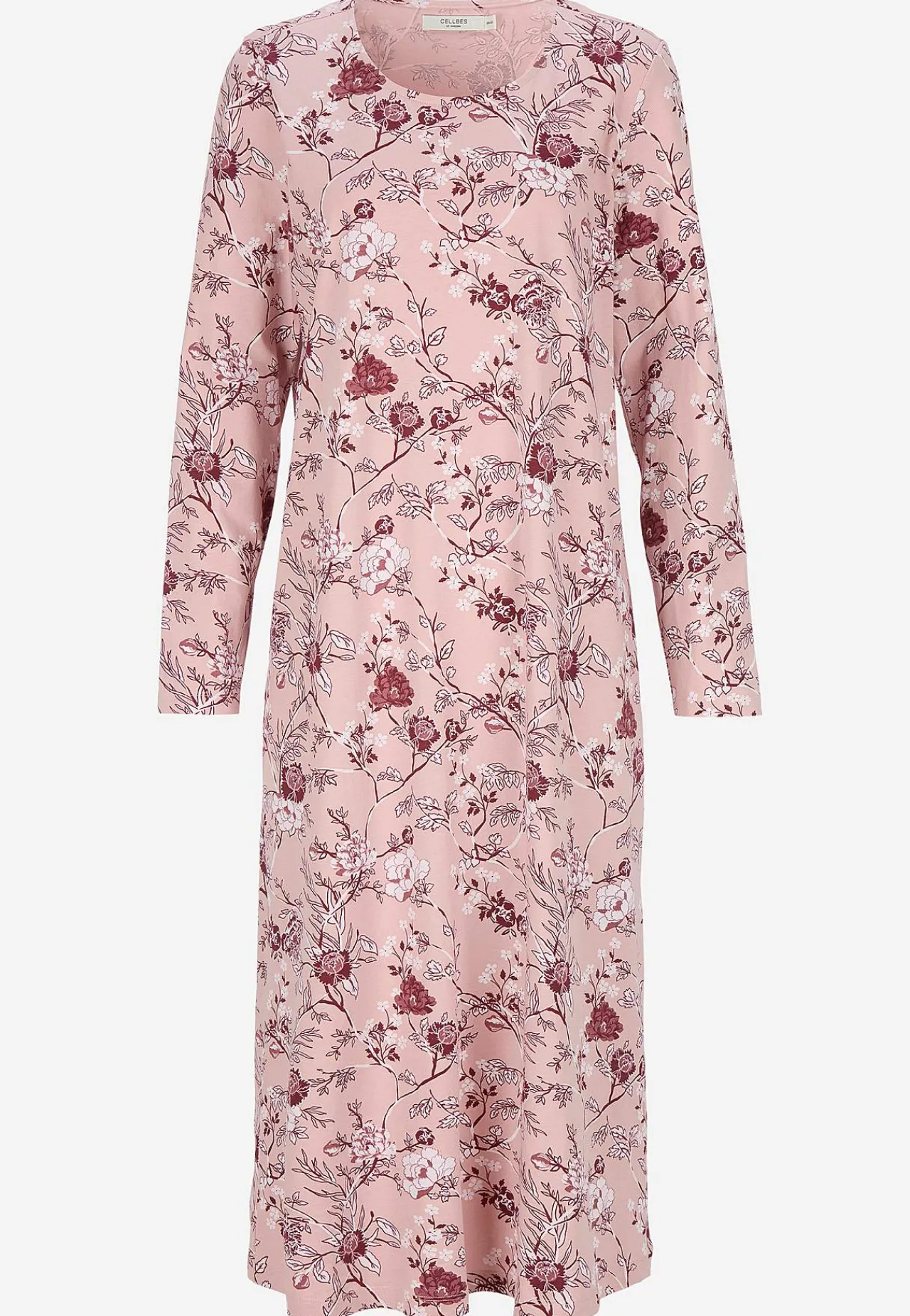 Undertøj|Nat- Og Hyggetøj- Blomstret natkjole med lange ærmer Rosa / Blomstret