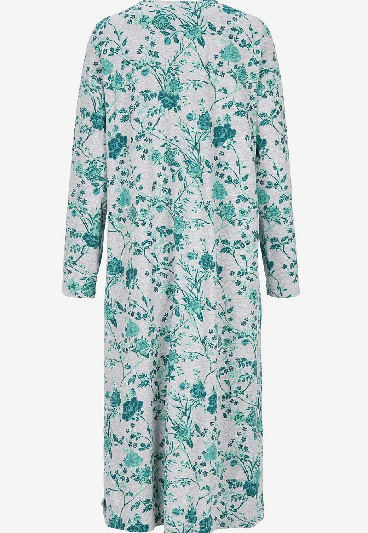 Undertøj|Nat- Og Hyggetøj- Blomstret natkjole med lange ærmer Gråmeleret / Blomstret