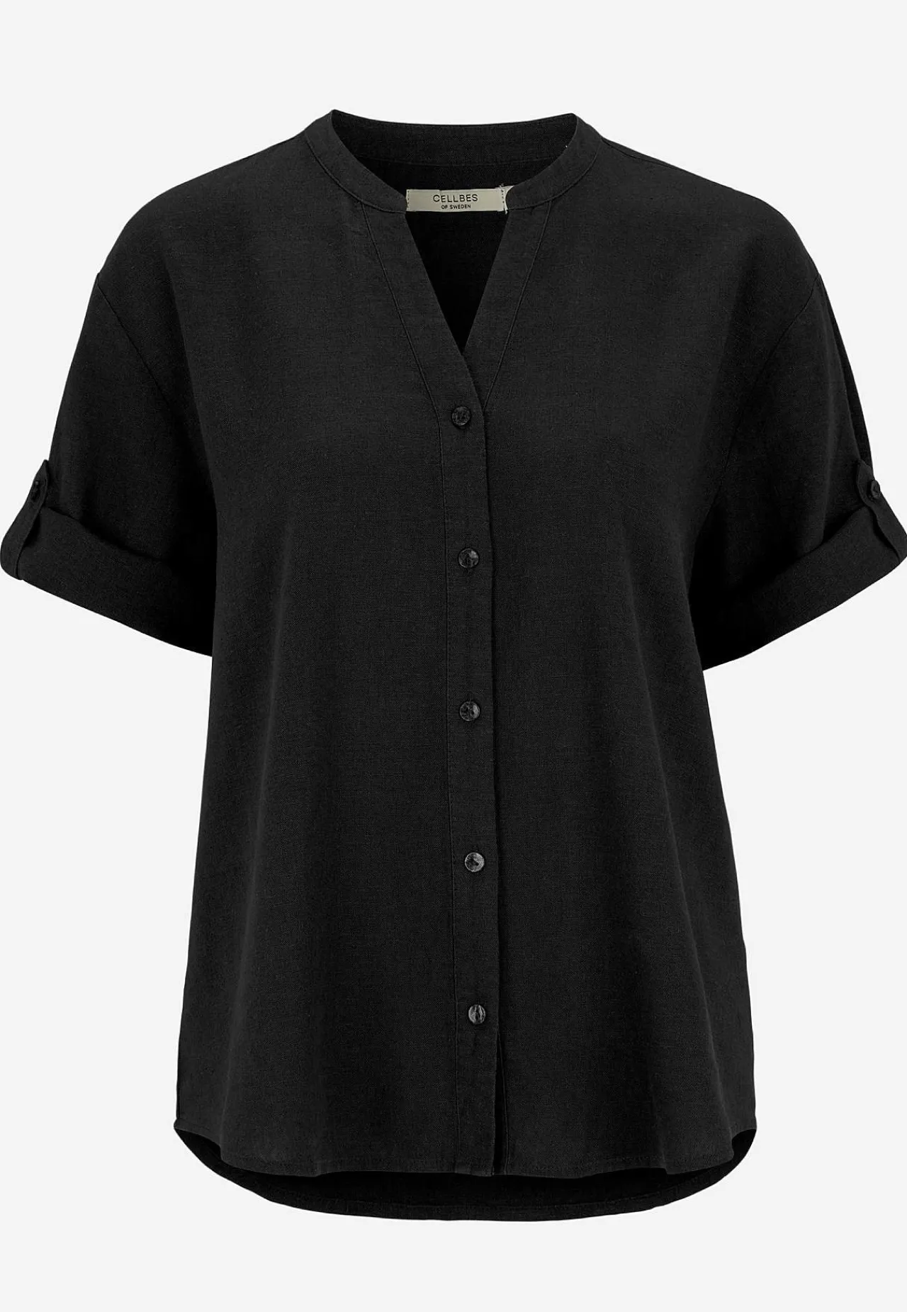 Bluser|Kortærmede-Cellbes of Sweden Bluse i hørblanding Sort