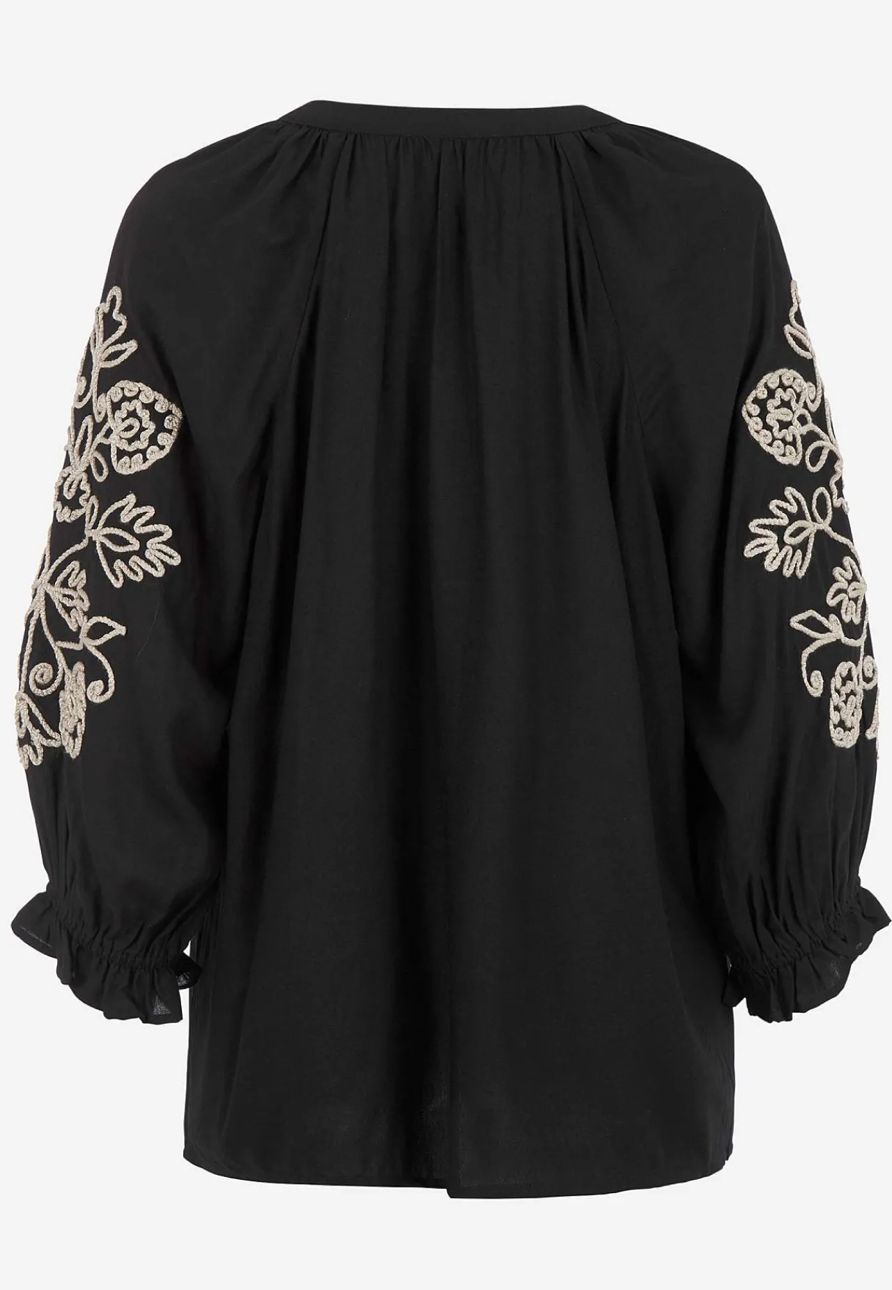 Bluser|Bluser Med Pufærmer-Cellbes of Sweden Bluse med broderi Sort / Beige