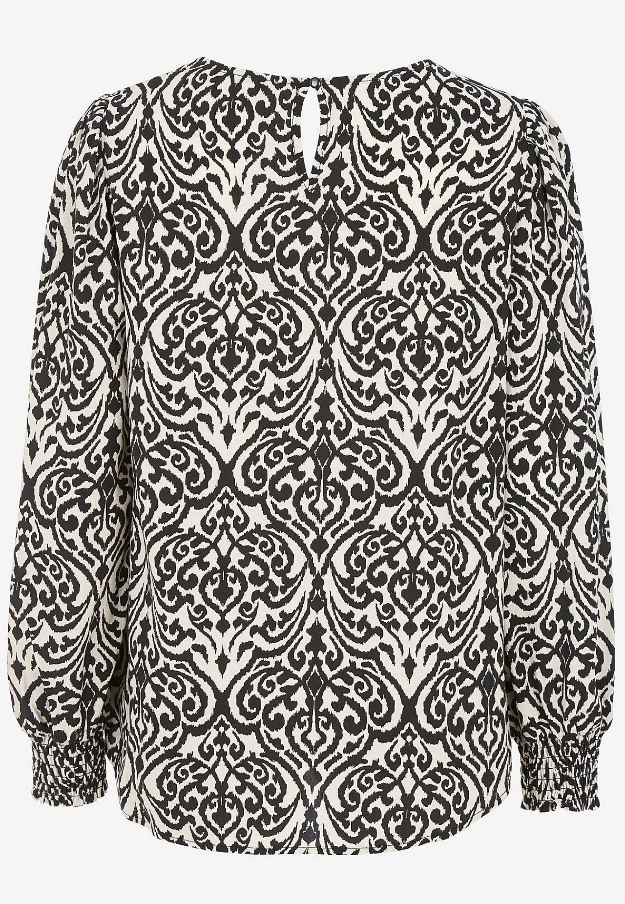 Mønstrede|Bluser-Cellbes of Sweden Bluse med smock ved manchetterne Beige / Sort / Mønstret