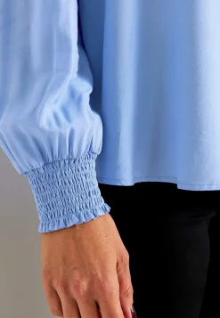 Bluser|Bluser Med Pufærmer-Cellbes of Sweden Bluse med smock ved manchetterne Blå