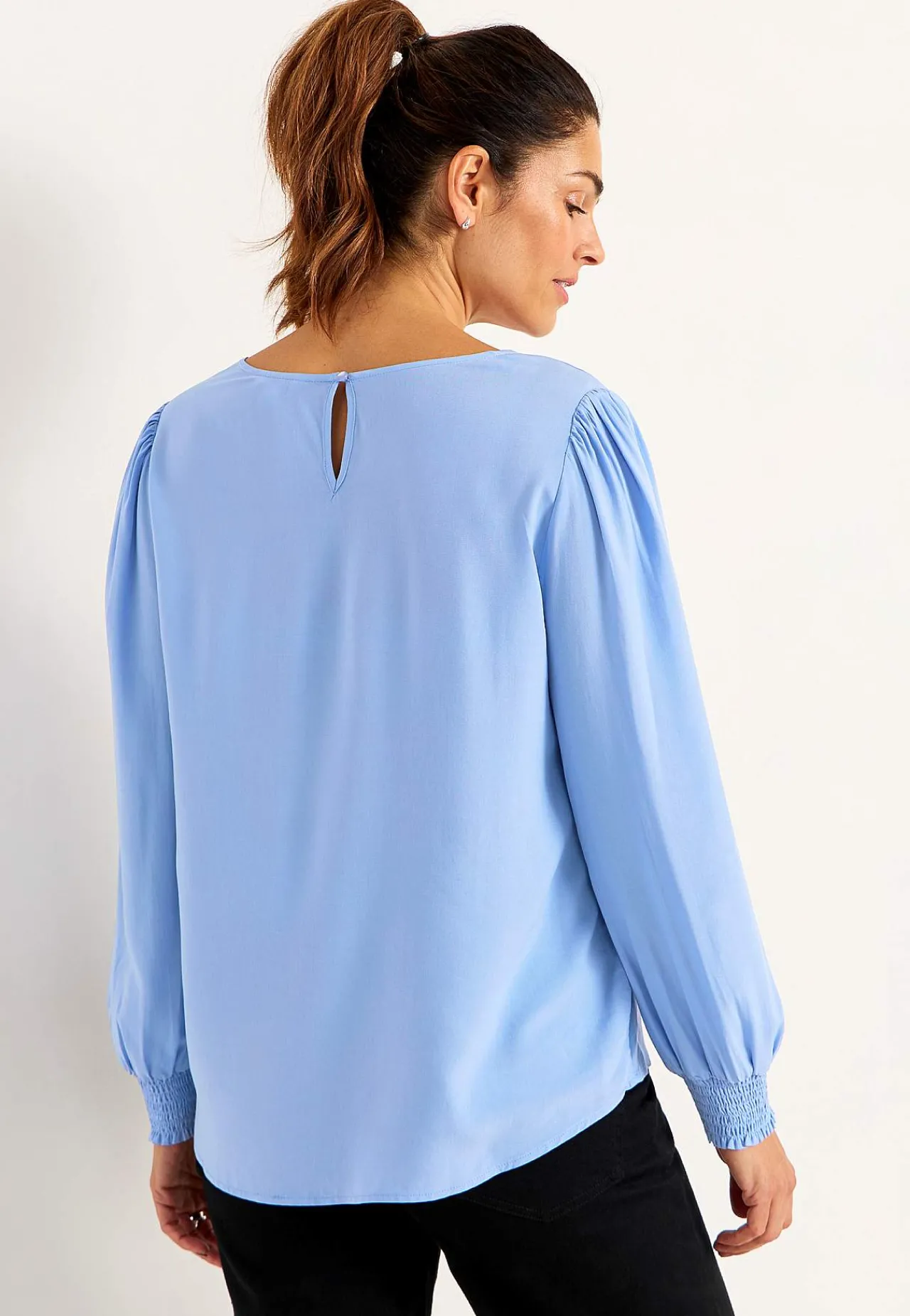 Bluser|Bluser Med Pufærmer-Cellbes of Sweden Bluse med smock ved manchetterne Blå