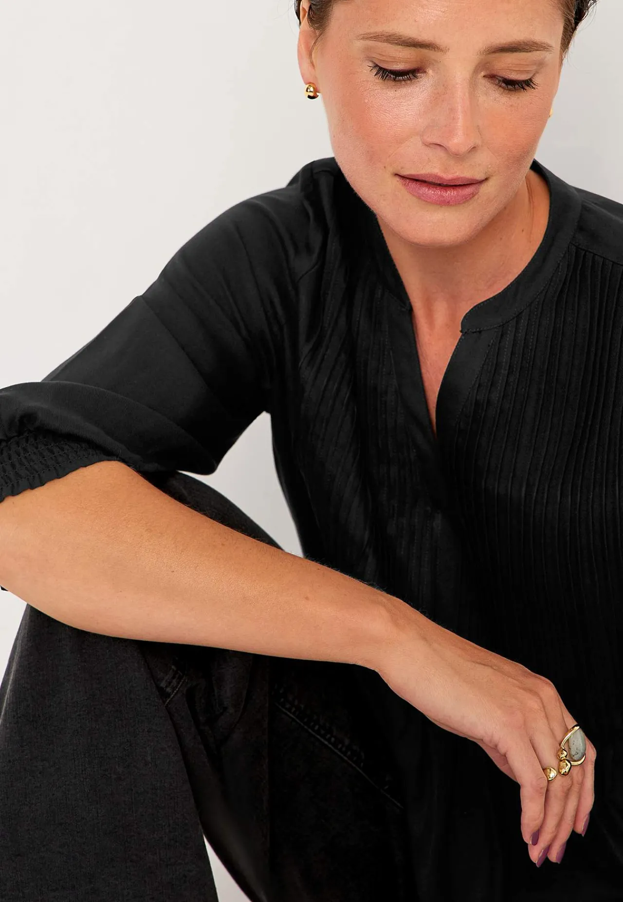 Toppe|Bluser-Cellbes of Sweden Bluse med syede lægge Sort