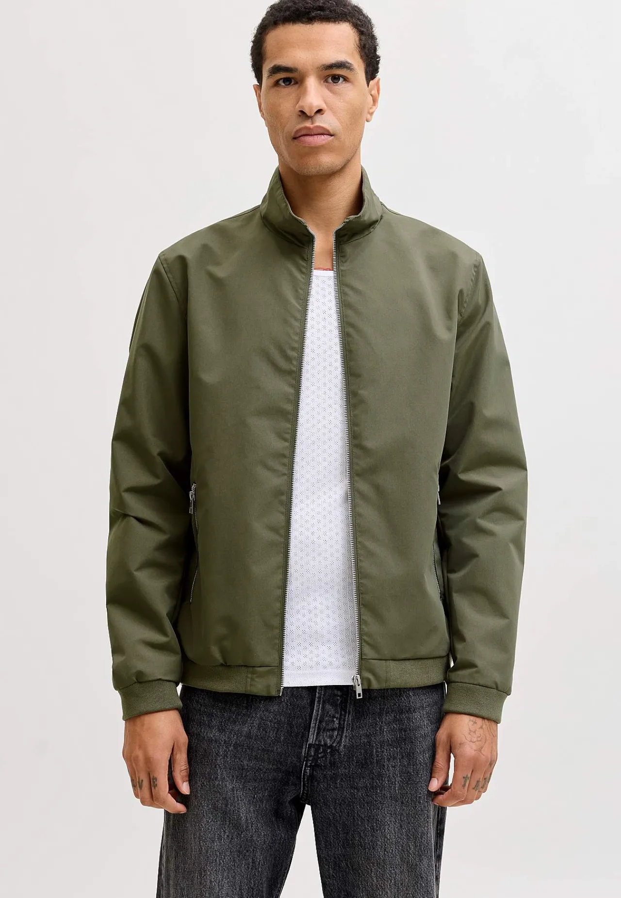 Jakker Og Veste-JACK & JONES Bomberjakke med mat overflade Olivengrøn