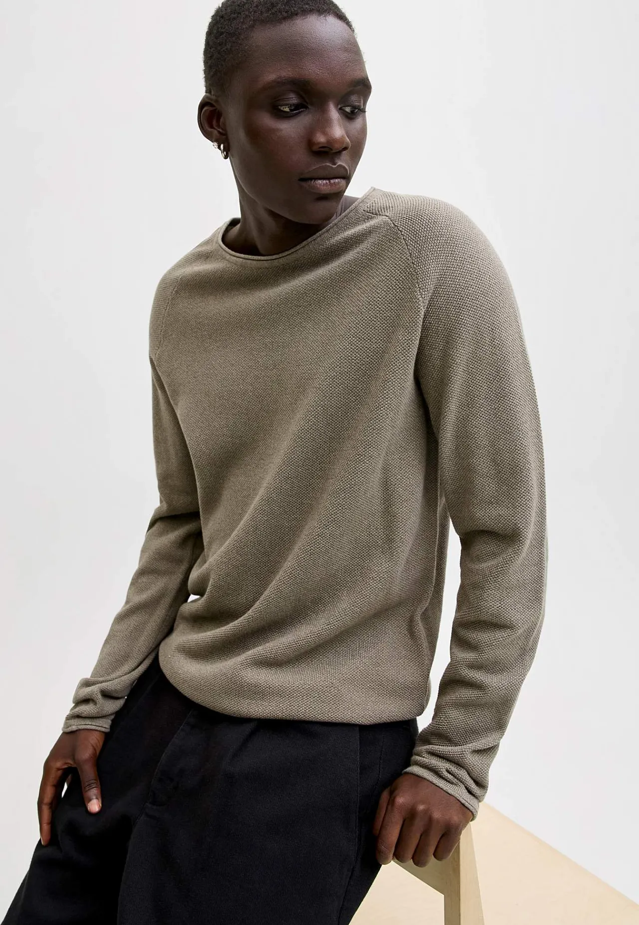 Striktrøjer-JACK & JONES Bomuldstrøje Brun