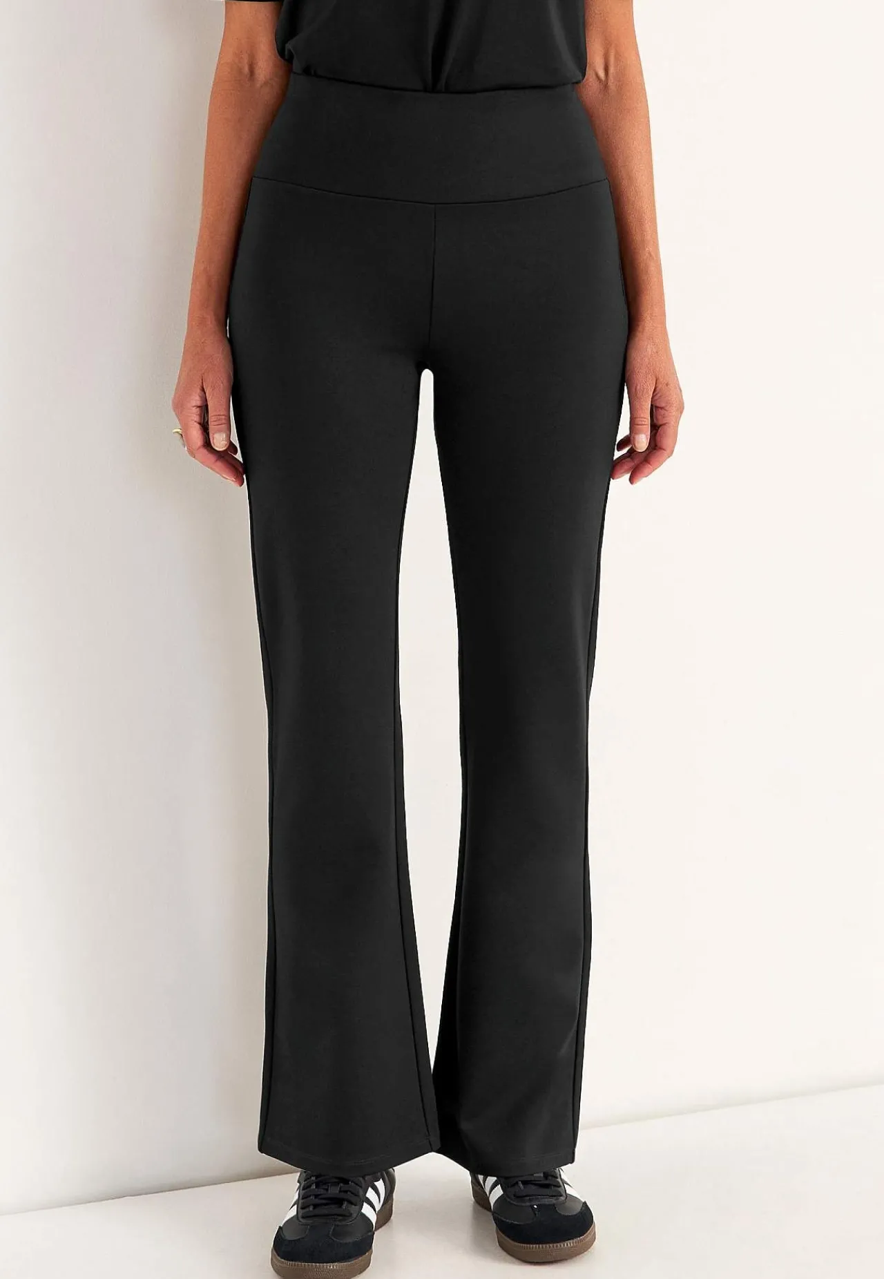 Vide Bukser|Trikobukser-Cellbes of Sweden Bootcut-bukser Premium i Punto di Roma jersey Mona Sort