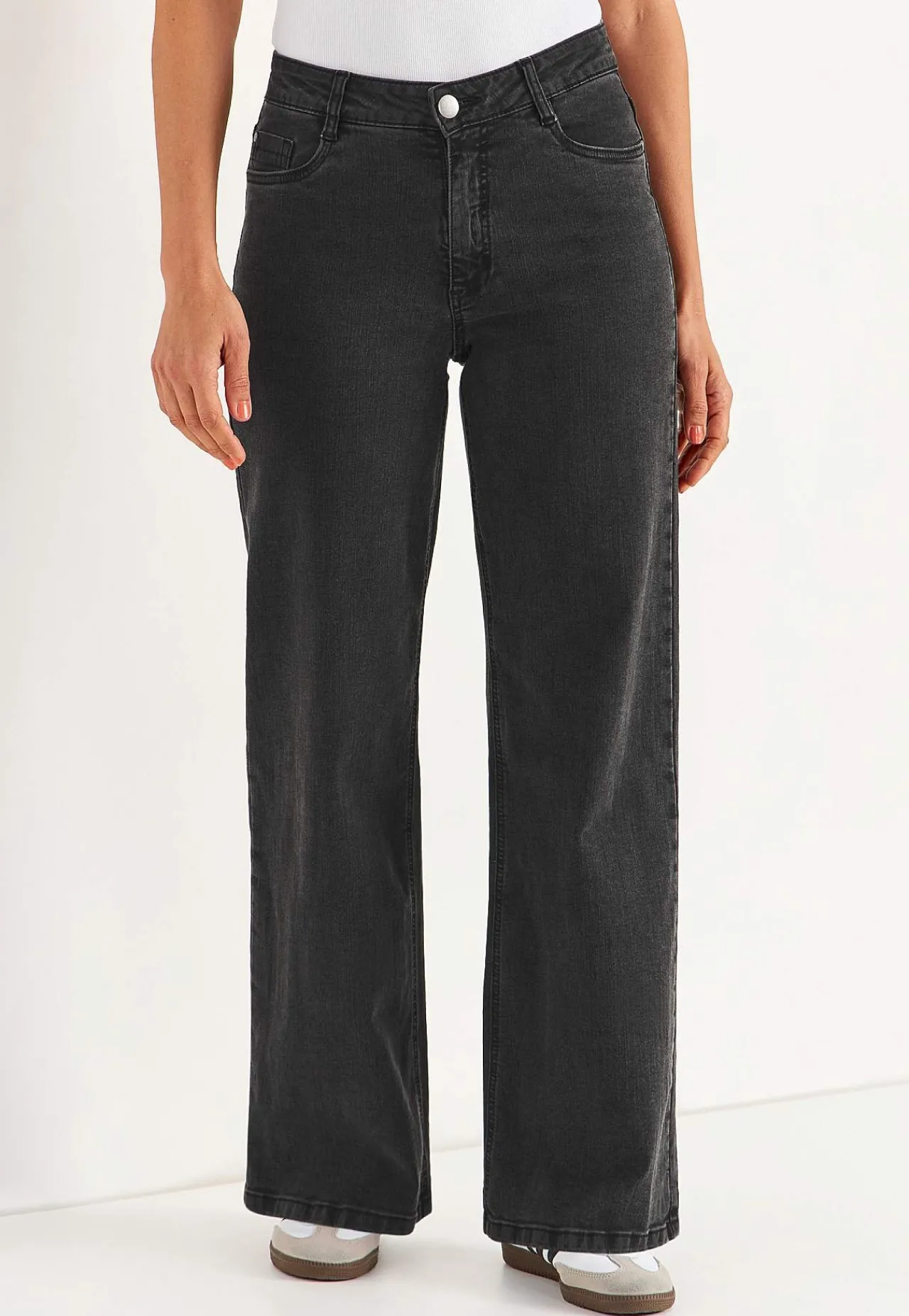 Høj Talje|Straight Fit-Cellbes of Sweden Brede jeans med høj talje Renata Grå / Denim