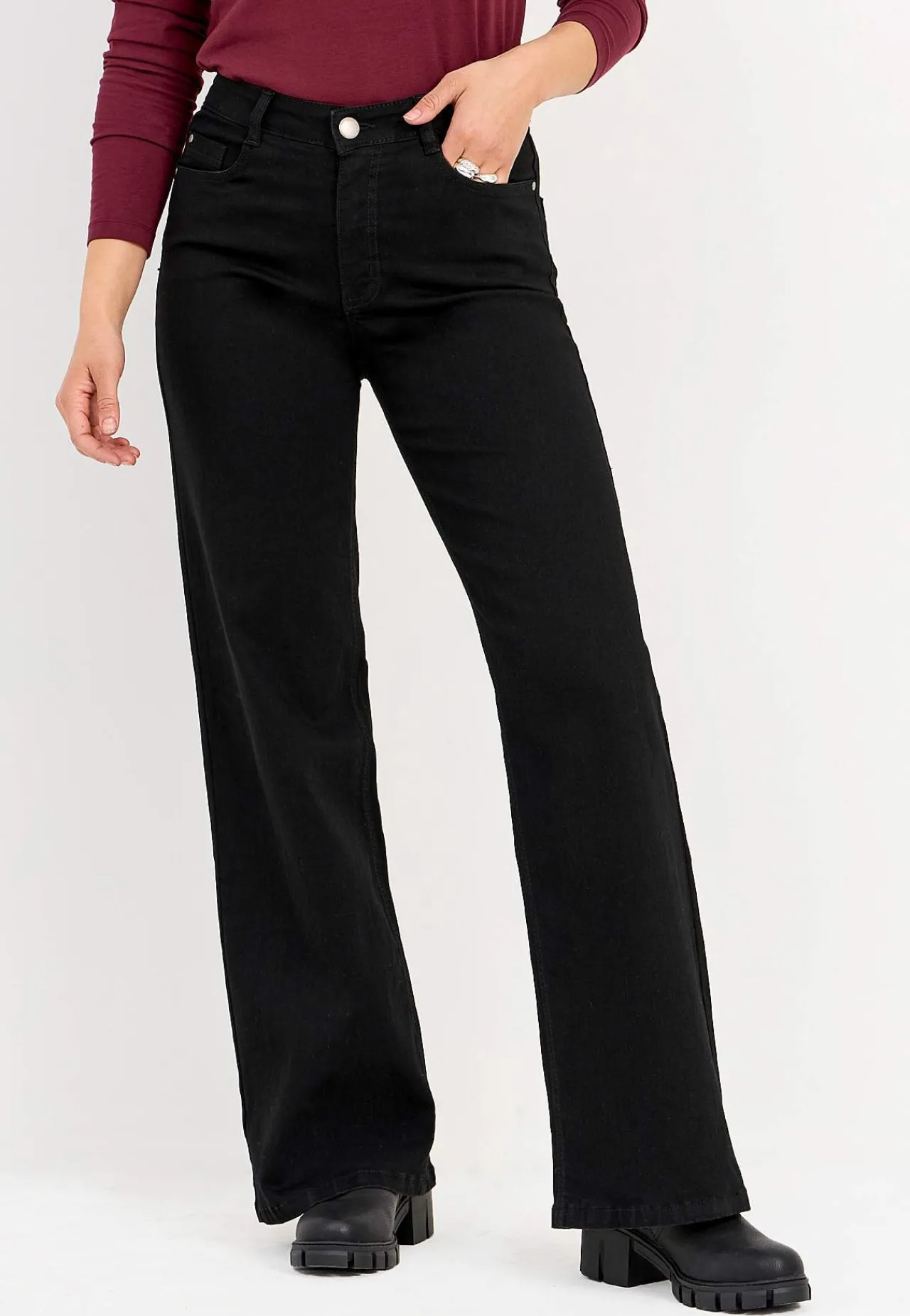 Høj Talje|Straight Fit-Cellbes of Sweden Brede jeans med høj talje Renata Sort / Denim