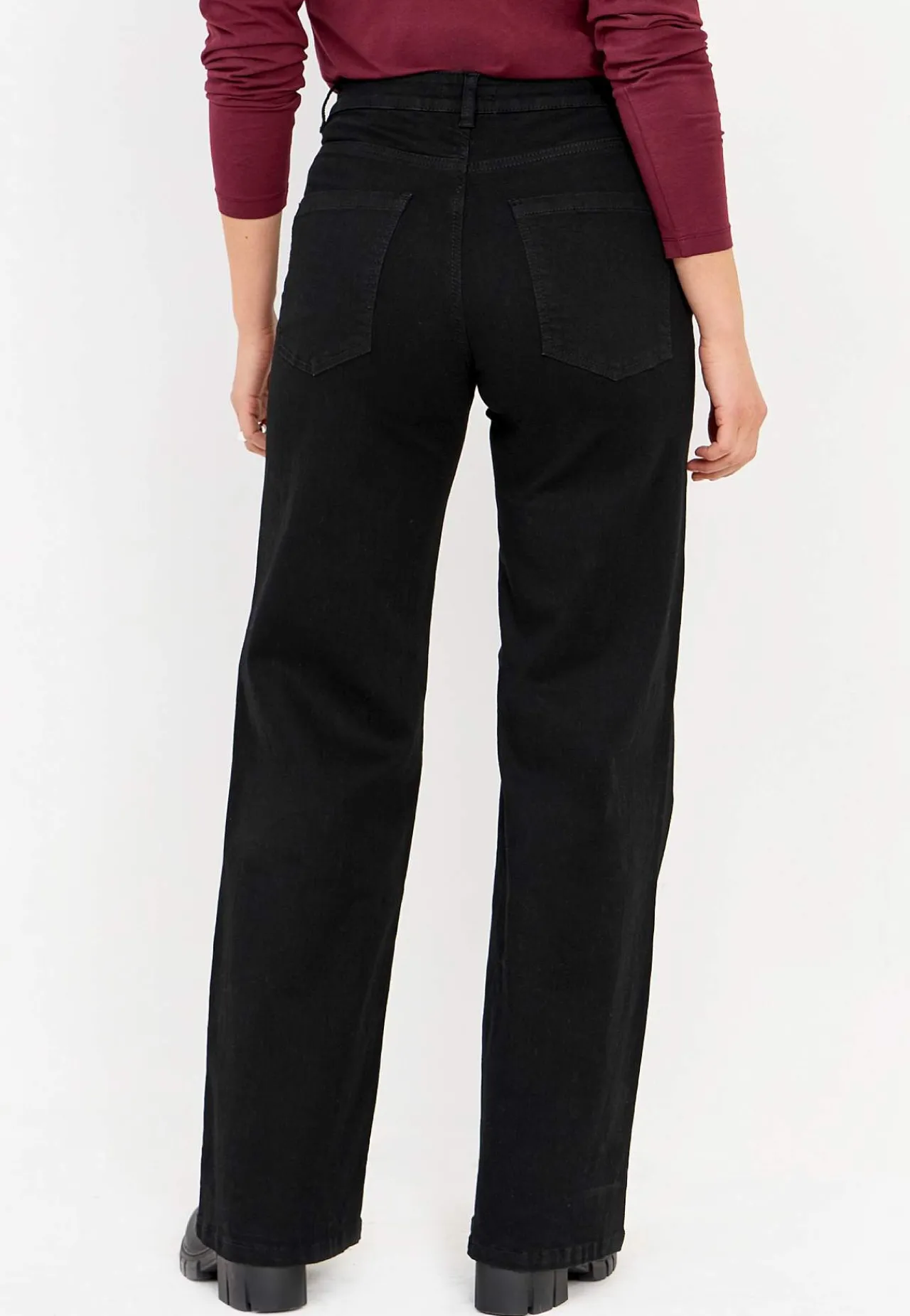 Høj Talje|Straight Fit-Cellbes of Sweden Brede jeans med høj talje Renata Sort / Denim