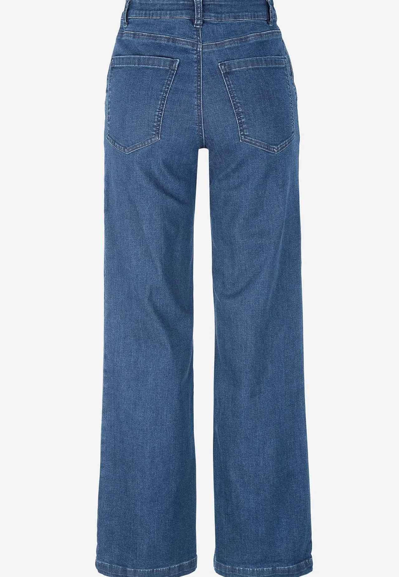 Straight Fit|Stretch Jeans-Cellbes of Sweden Brede jeans med syede pressefolder Mia Mellemblå Denim