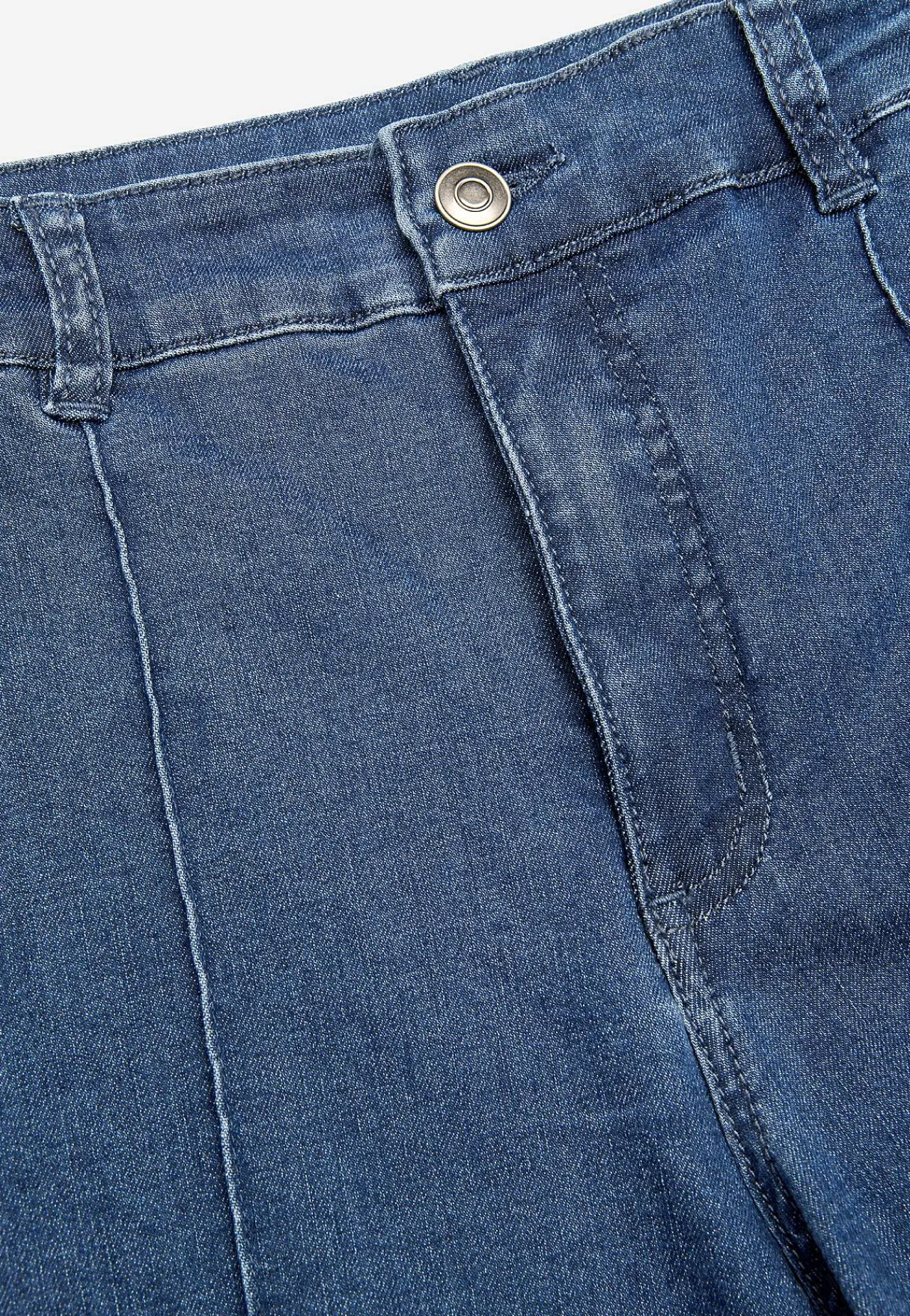 Straight Fit|Stretch Jeans-Cellbes of Sweden Brede jeans med syede pressefolder Mia Mellemblå Denim