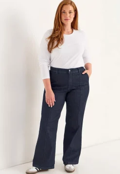Straight Fit|Stretch Jeans-Cellbes of Sweden Brede jeans med syede pressefolder Mia | Cellbes