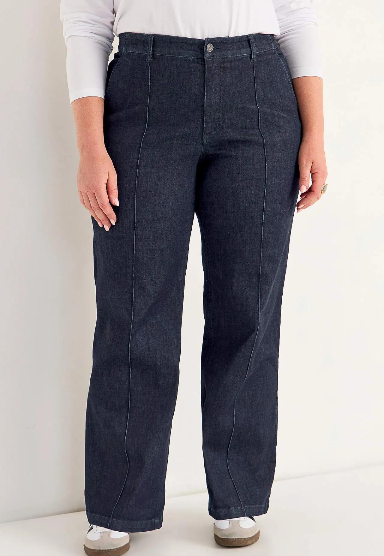 Straight Fit|Stretch Jeans-Cellbes of Sweden Brede jeans med syede pressefolder Mia | Cellbes