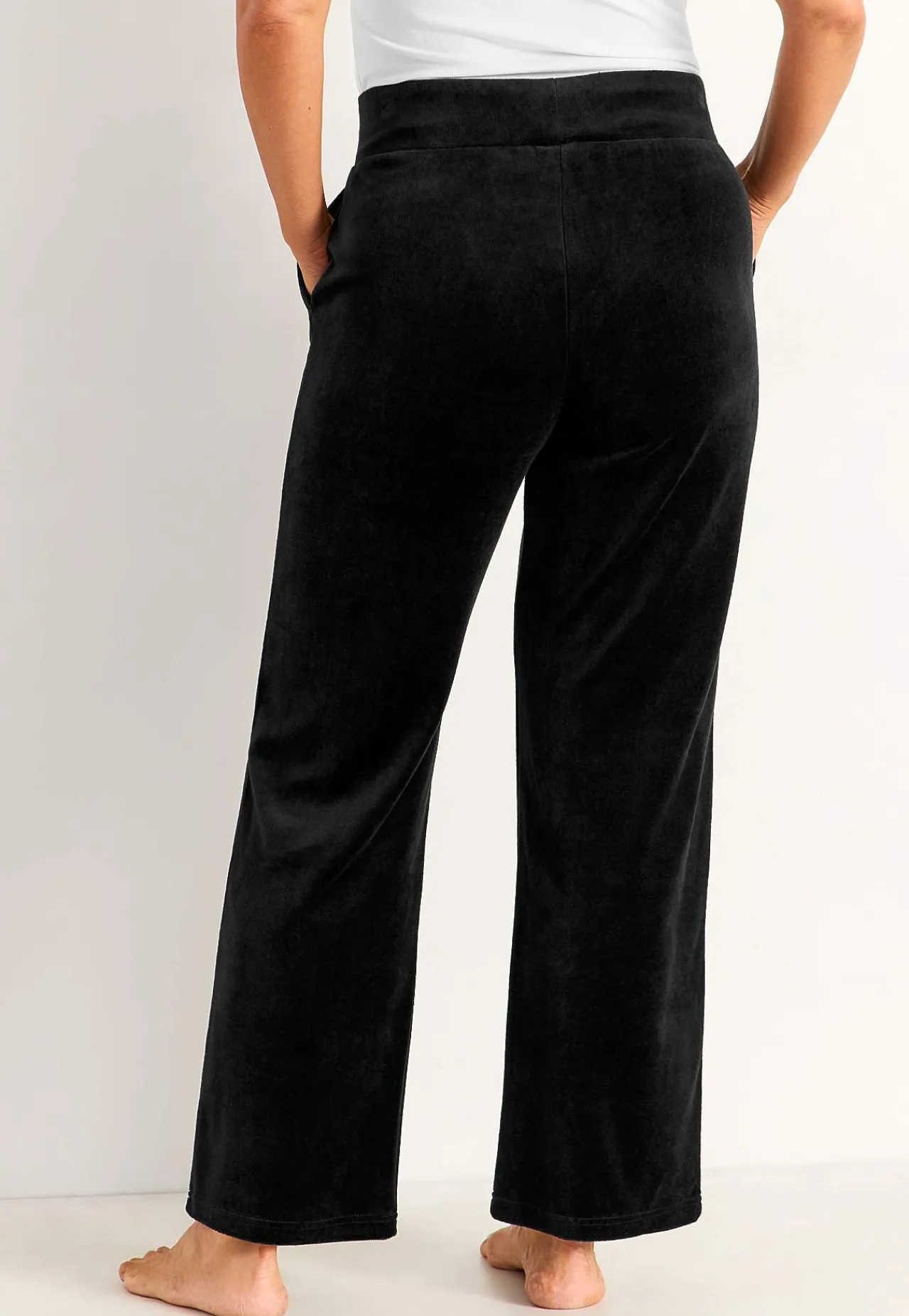 Loungebukser|Matchende Sæt-Cellbes of Sweden Brede velourbukser Wilma Sort