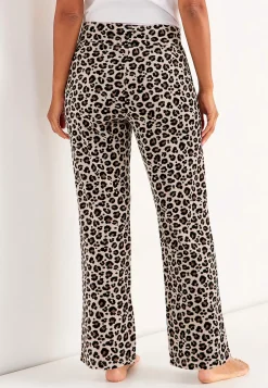 Loungebukser|Matchende Sæt-Cellbes of Sweden Brede velourbukser Wilma Beige / Leopard