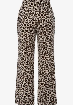 Loungebukser|Matchende Sæt-Cellbes of Sweden Brede velourbukser Wilma Beige / Leopard