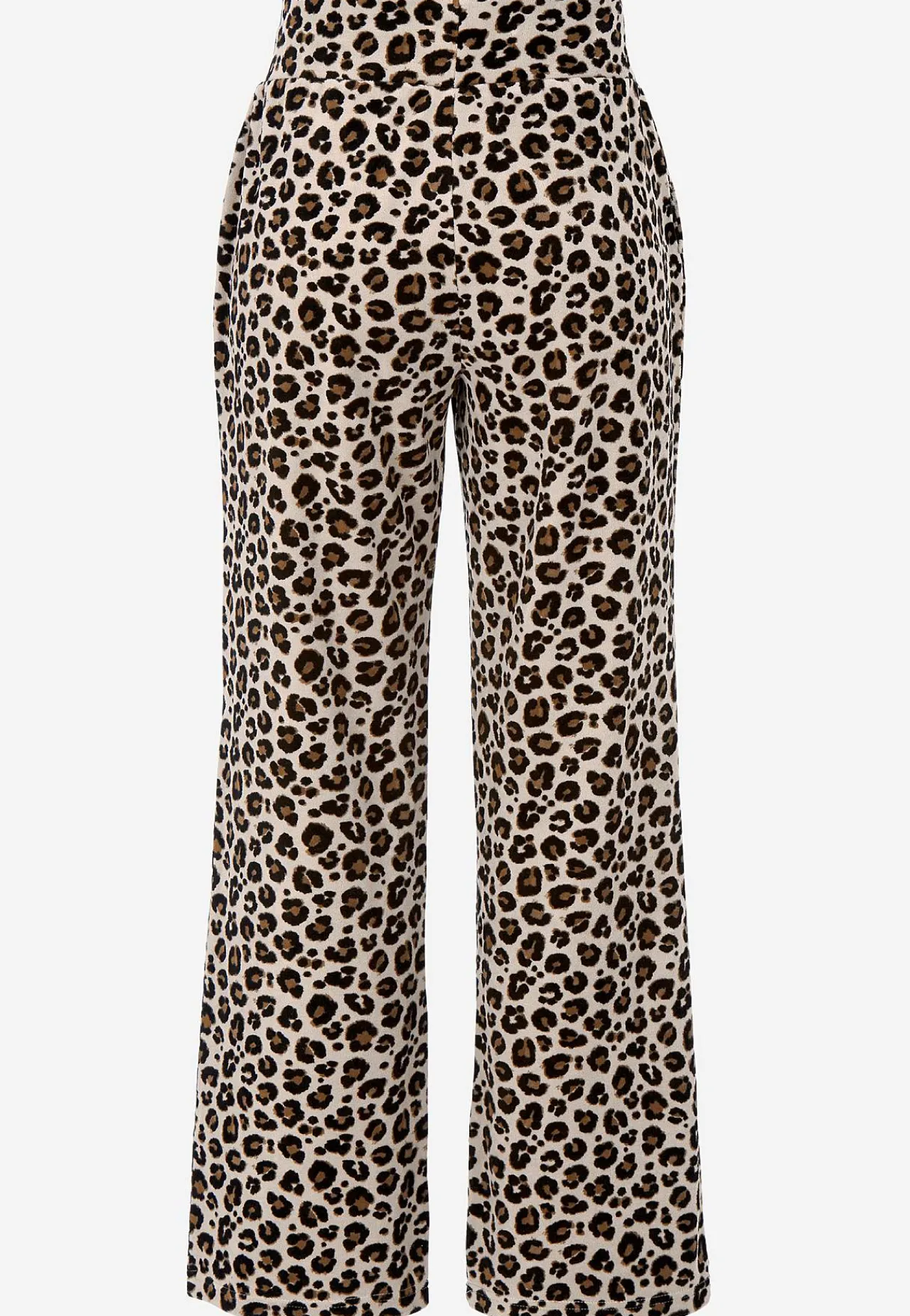 Loungebukser|Matchende Sæt-Cellbes of Sweden Brede velourbukser Wilma Beige / Leopard