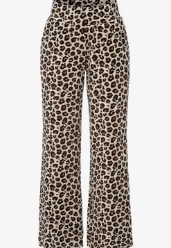 Loungebukser|Matchende Sæt-Cellbes of Sweden Brede velourbukser Wilma Beige / Leopard