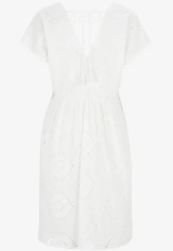 Blondekjole|Korte Kjoler- Broderie anglaise (hulbroderet) tunikakjole Offwhite