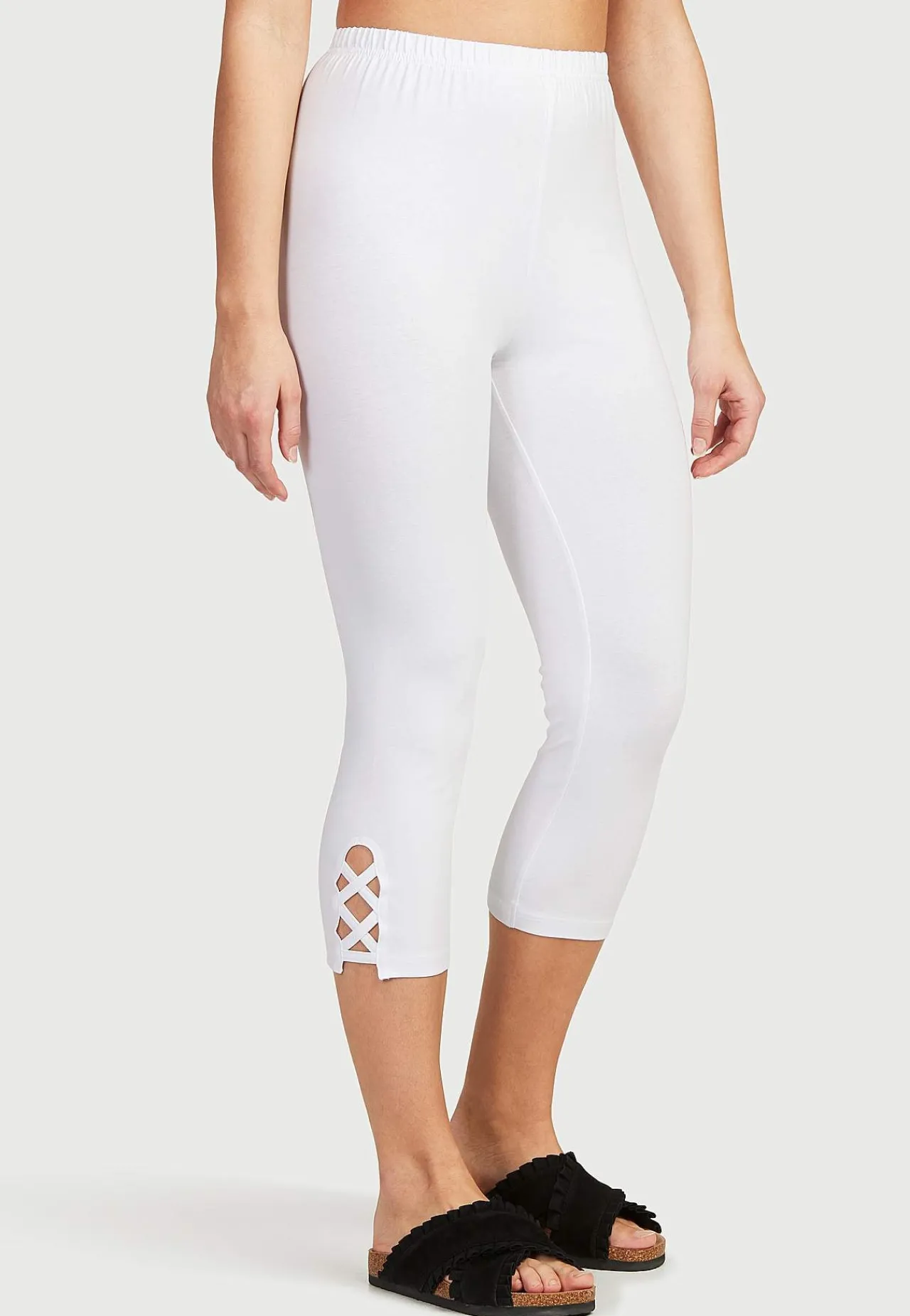 Caprileggings|Flerpak Leggings-Cellbes of Sweden Capri leggings med dejlige detaljer 2-pack Hvid + Sort