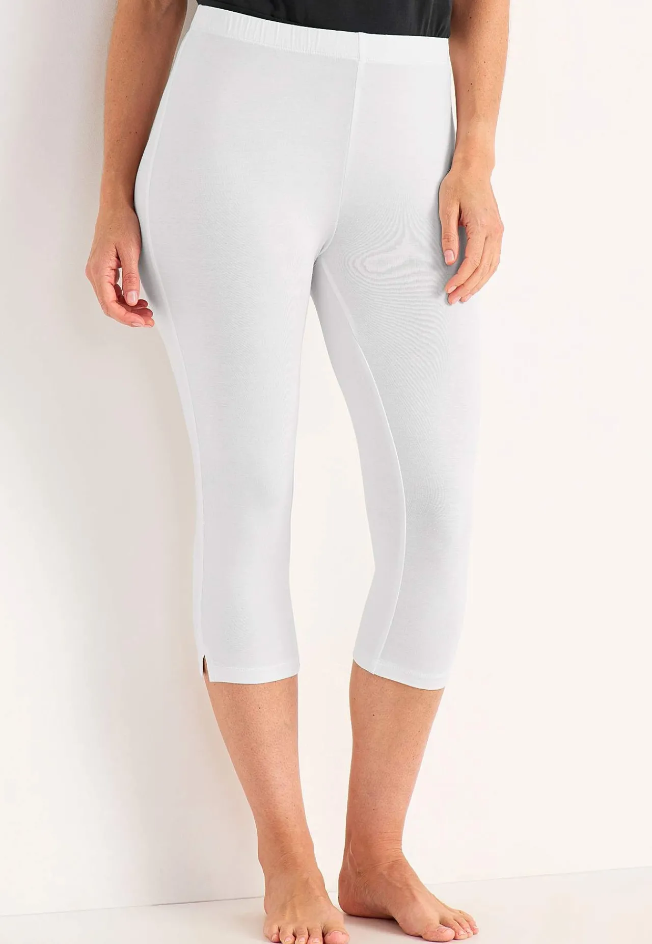 Caprileggings|Forårsbukser-Cellbes of Sweden Capri leggings med sideslidser Hvid