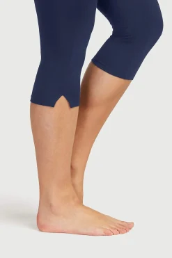 Caprileggings|Forårsbukser- Capri leggings med sideslidser Marine