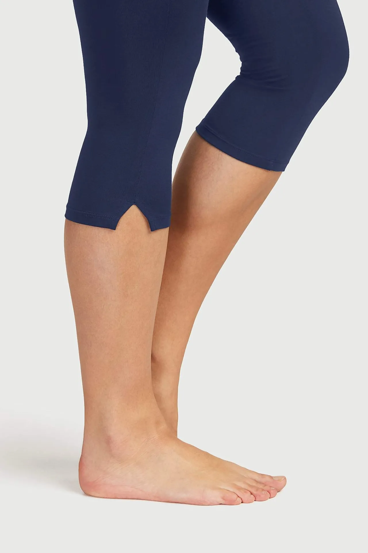 Caprileggings|Forårsbukser- Capri leggings med sideslidser Marine