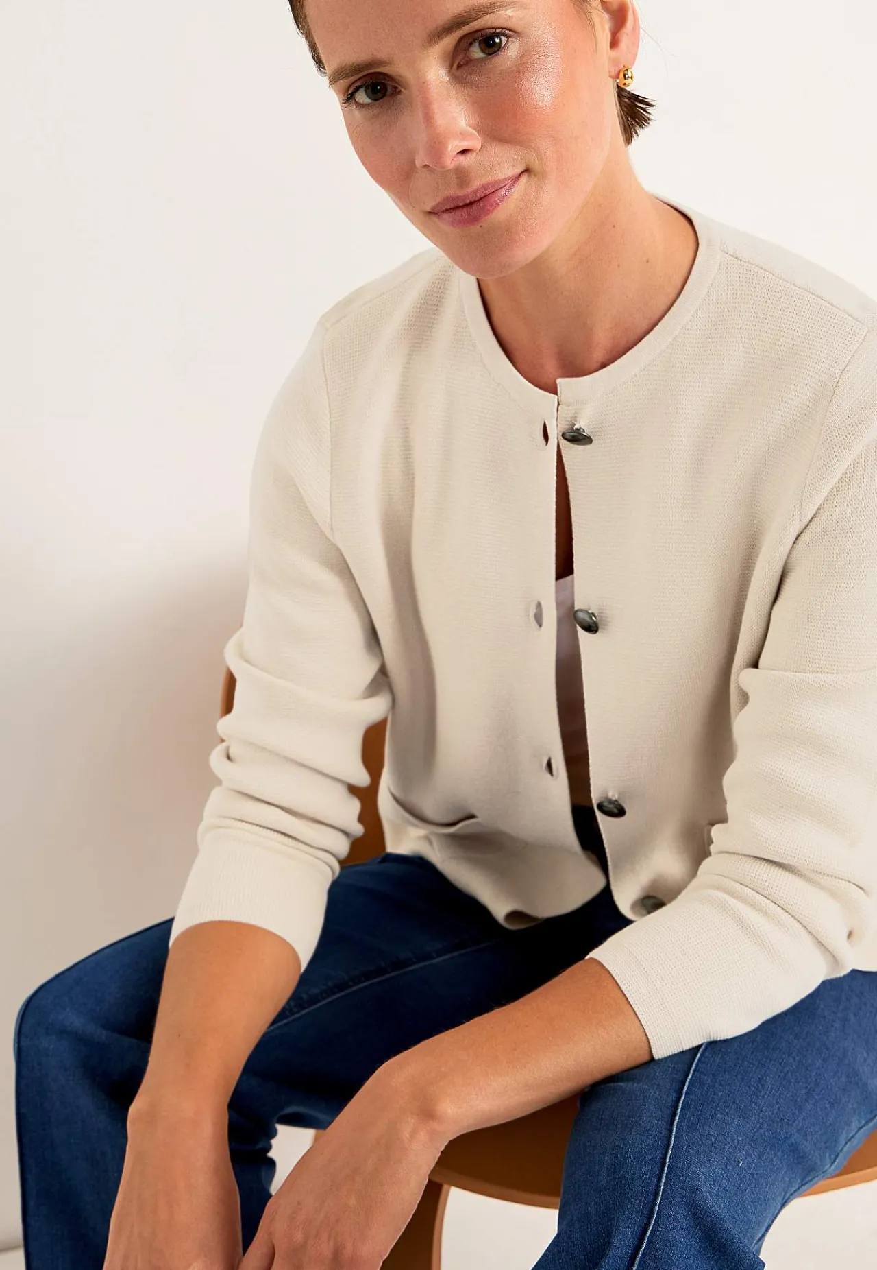 Cardiganer|Trøjer- Cardigan med knapper Beige