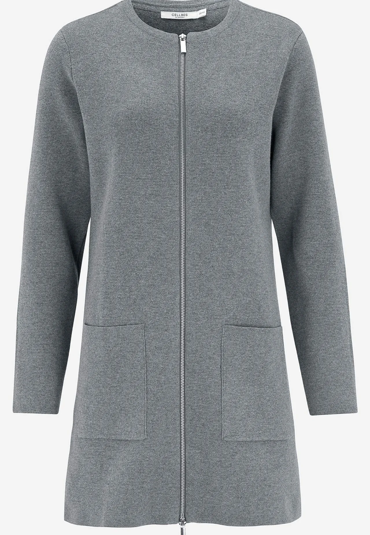 Cardiganer|Cardiganer-Cellbes of Sweden Cardigan med lynlås Gråmeleret
