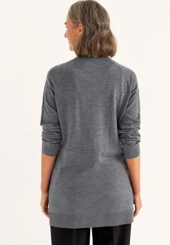 Cardiganer|Premium- Cardigan Premium i merinould Mørk gråmeleret