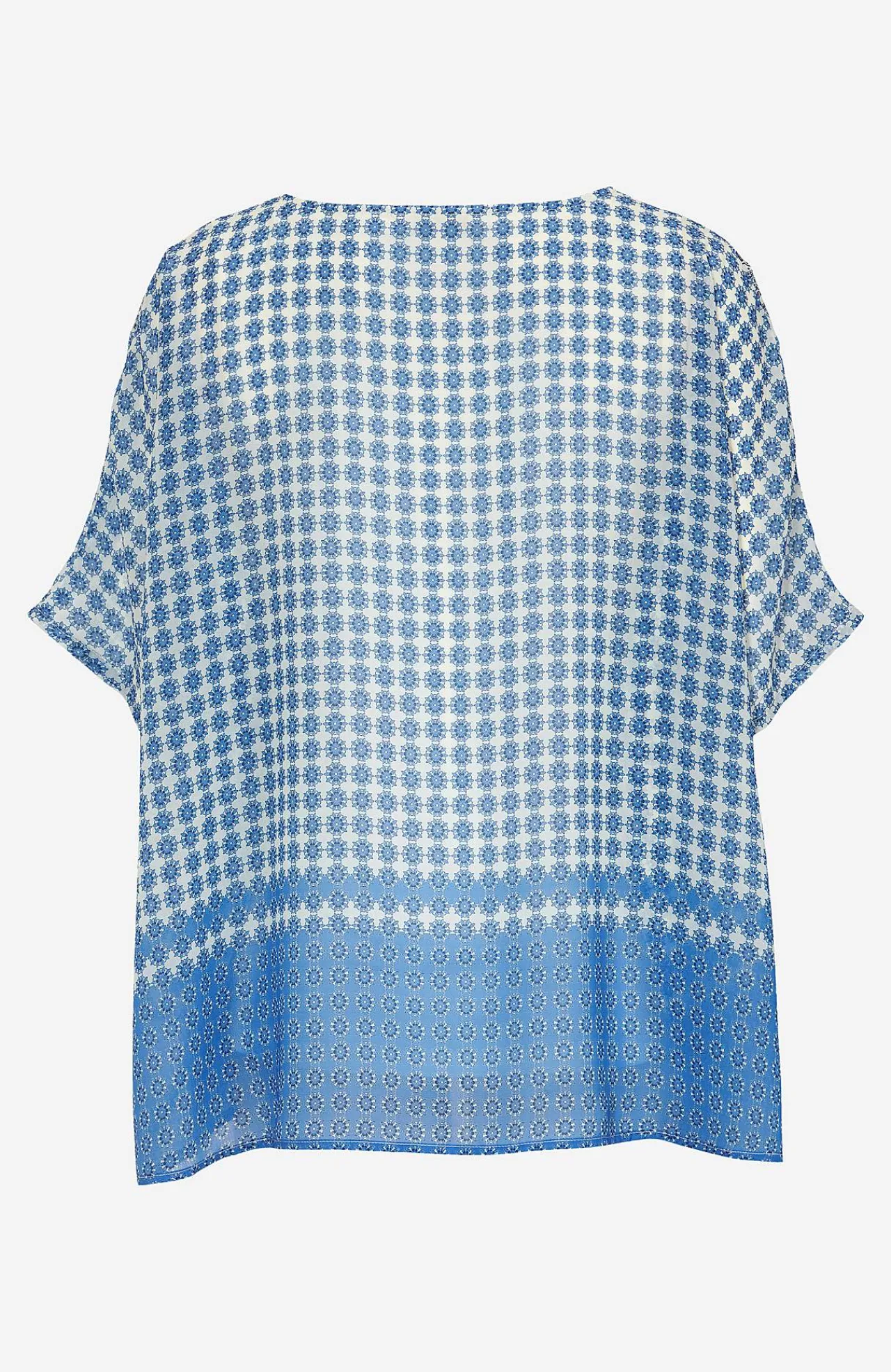 Bluser|Kortærmede- Chiffonbluse Blå / Mønstret