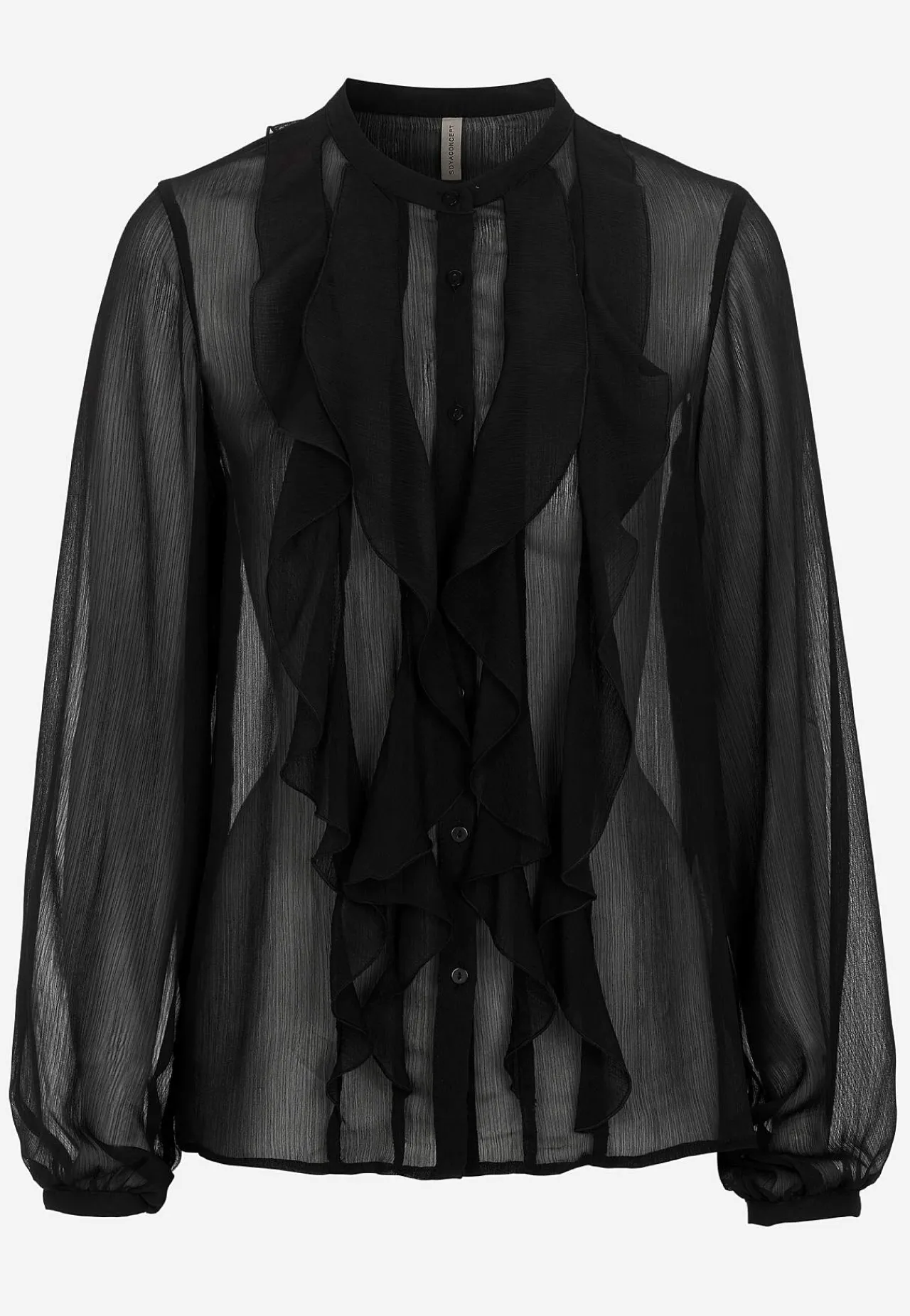 Bluser-Soyaconcept Chiffonbluse med volanter Sort