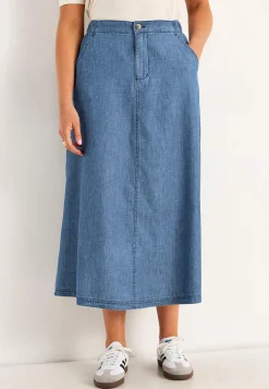 Nederdele|Denimnederdele-Cellbes of Sweden Cowboynederdel med lommer Mellemblå Denim