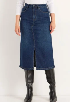 Nederdele|Denimnederdele-Cellbes of Sweden Cowboynederdel med slids foran Mørkeblå / Denim