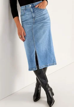 Nederdele|Denimnederdele-Cellbes of Sweden Cowboynederdel med slids foran | Cellbes