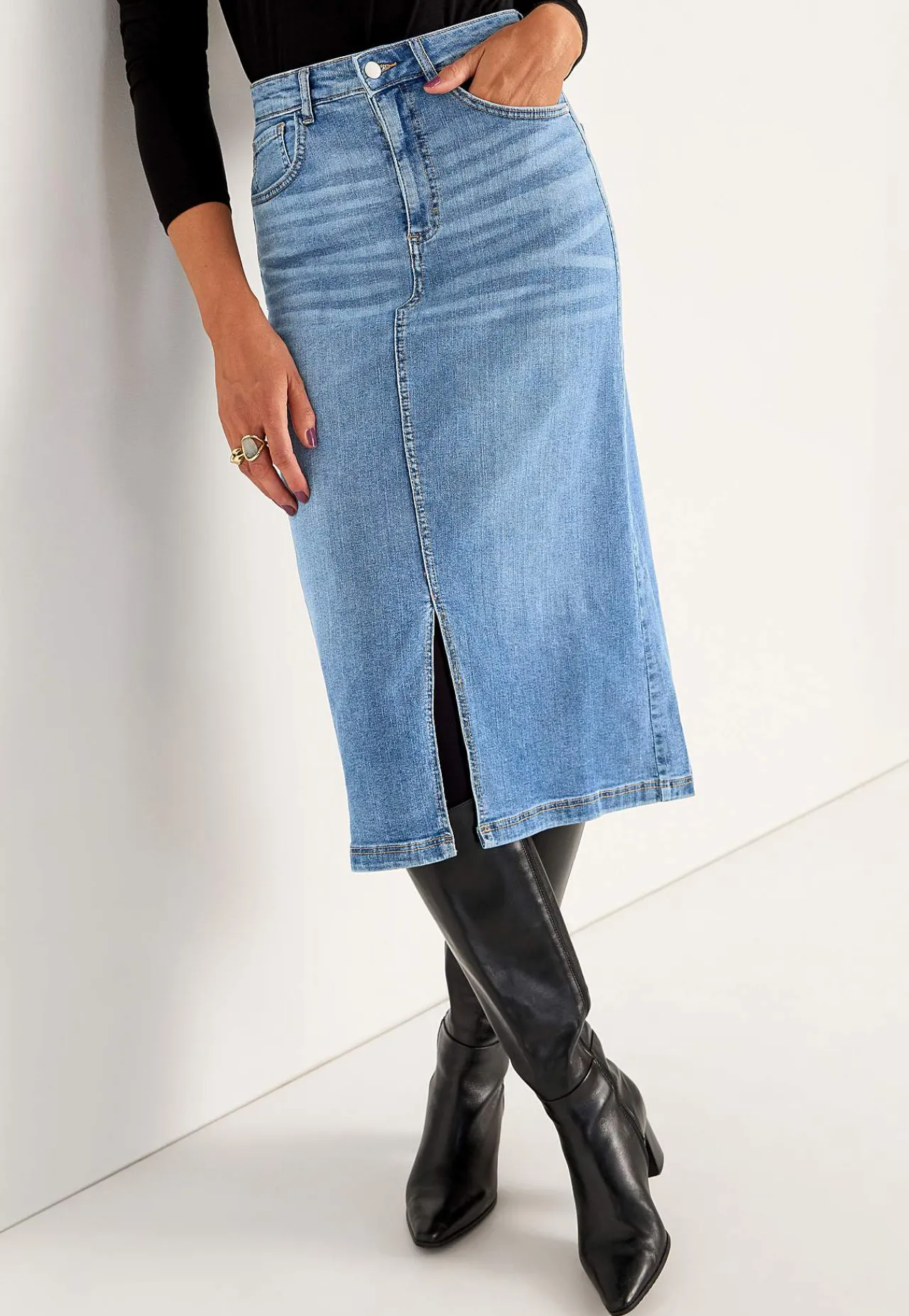 Nederdele|Denimnederdele-Cellbes of Sweden Cowboynederdel med slids foran | Cellbes