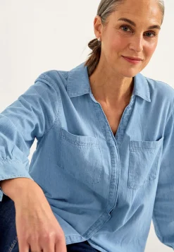 Denim|Denim-Toppe- Cowboyskjorte med knapper Lyseblå / Denim
