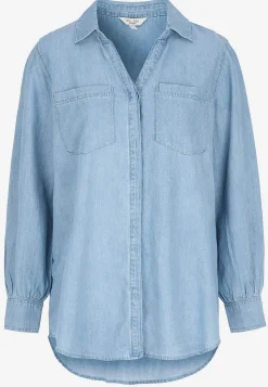 Denim|Denim-Toppe- Cowboyskjorte med knapper Lyseblå / Denim