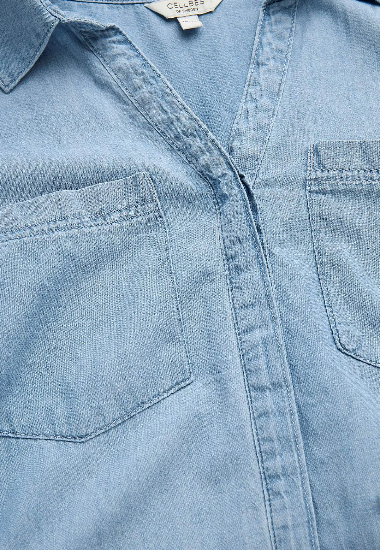 Denim|Denim-Toppe- Cowboyskjorte med knapper Lyseblå / Denim