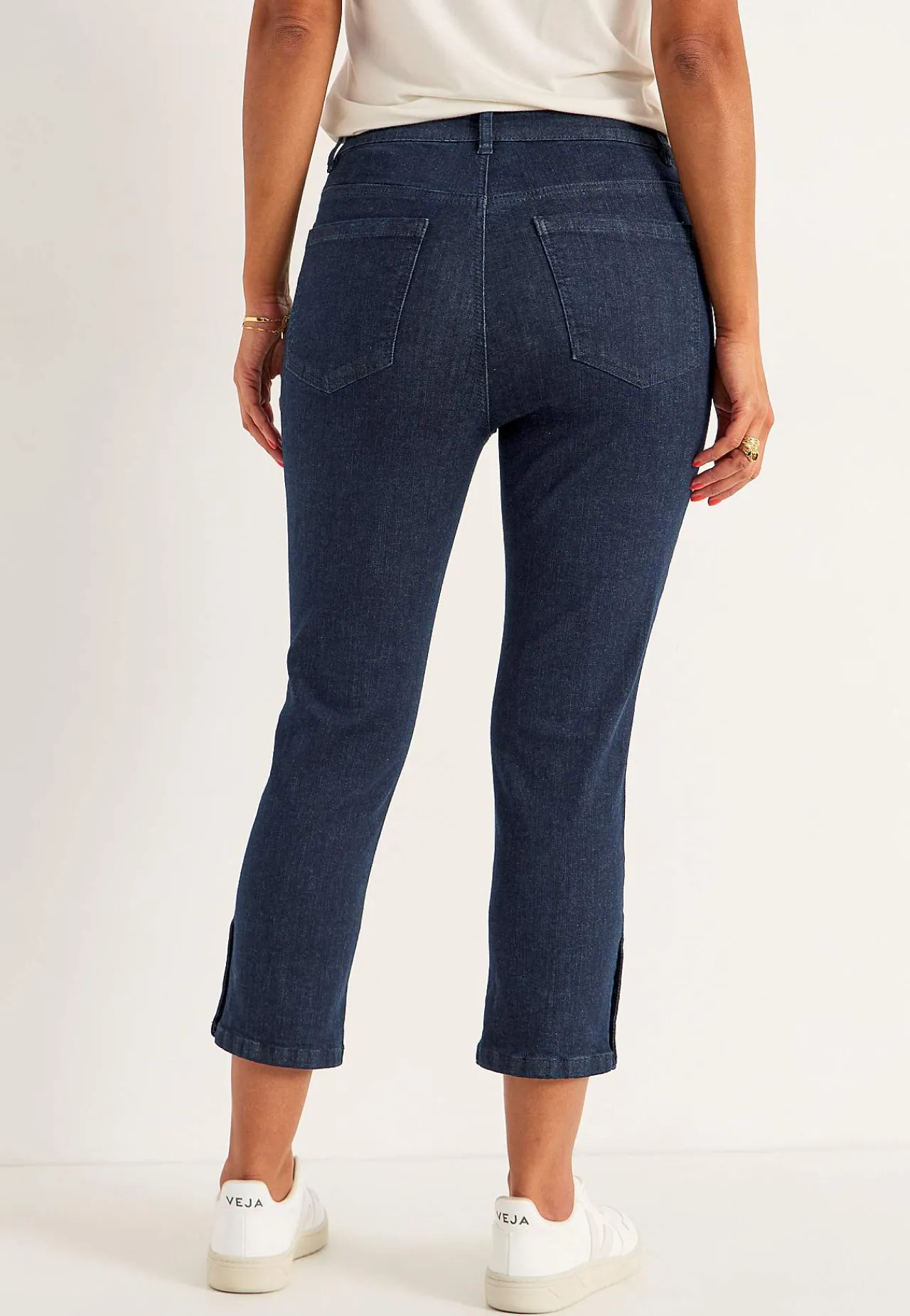 Forårsbukser|Capribukser-Cellbes of Sweden Crop jeans med design med fem lommer Mellemblå / Denim