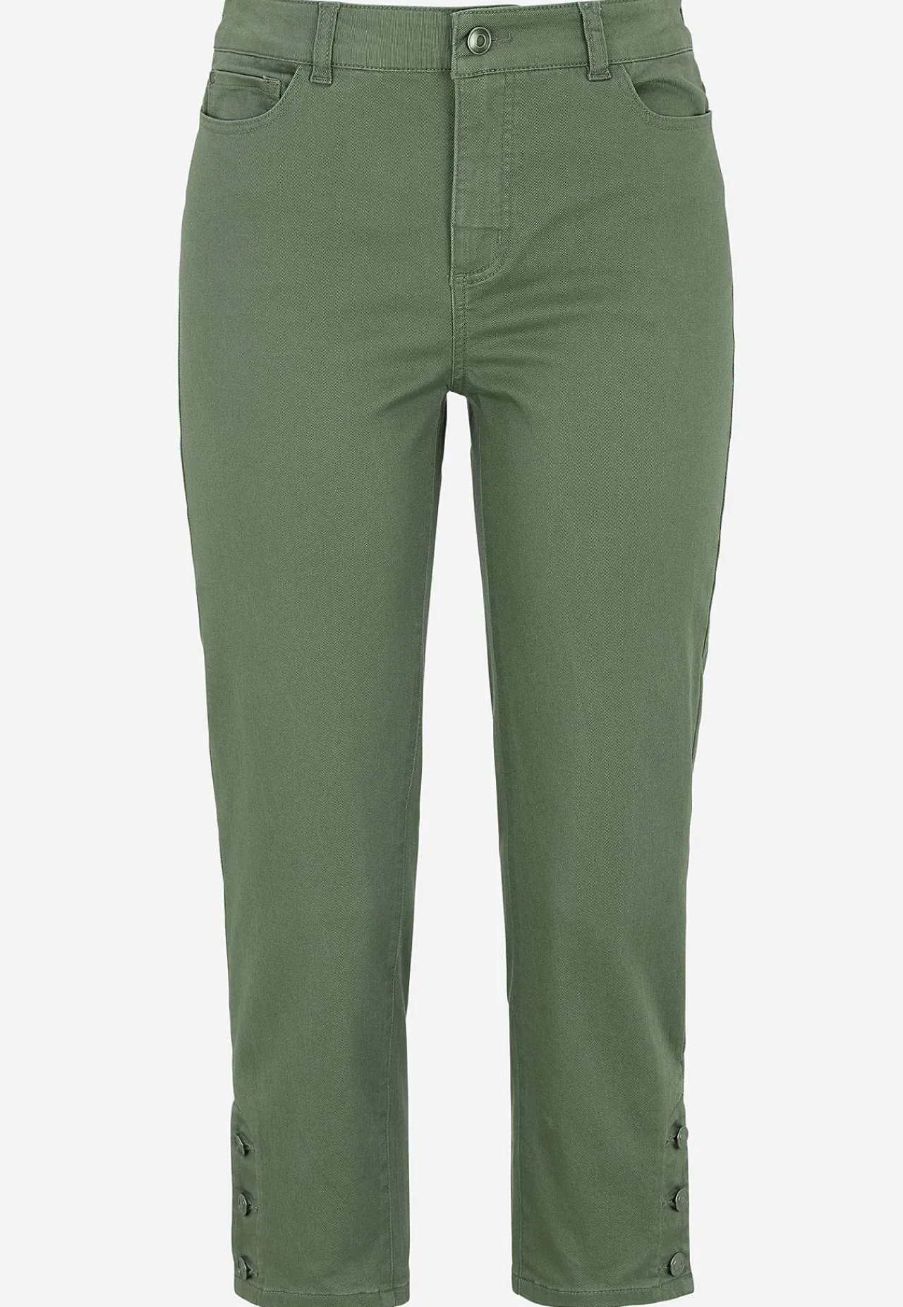Forårsbukser|Capribukser-Cellbes of Sweden Crop jeans med design med fem lommer Kakigrøn